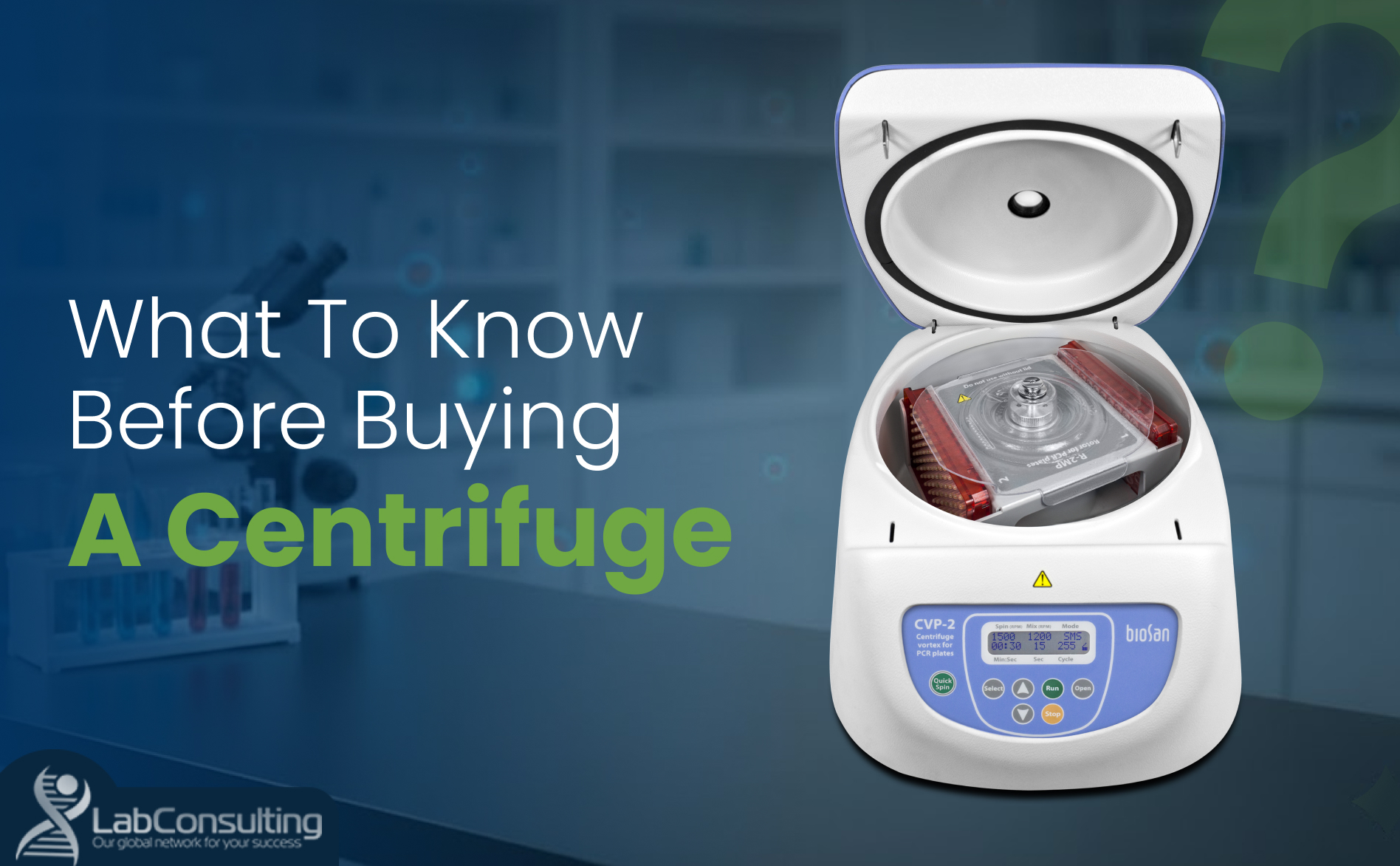 Open laboratory centrifuge placed on a modern lab workstation